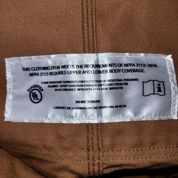 Carhartt FR Quilted Lined Double Knee Duck Overalls Size 38 x 36 - Picture 10 of 11